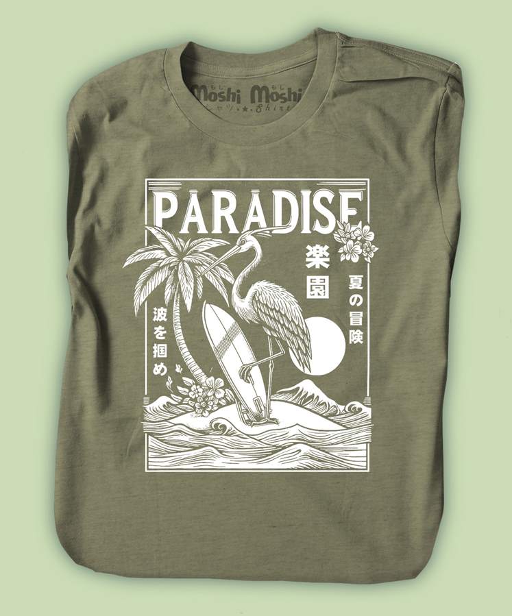 Japanese Surfing Crane T-shirt