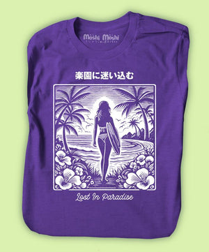 Beach Girl Surfing T-Shirt Surfboard Paradise